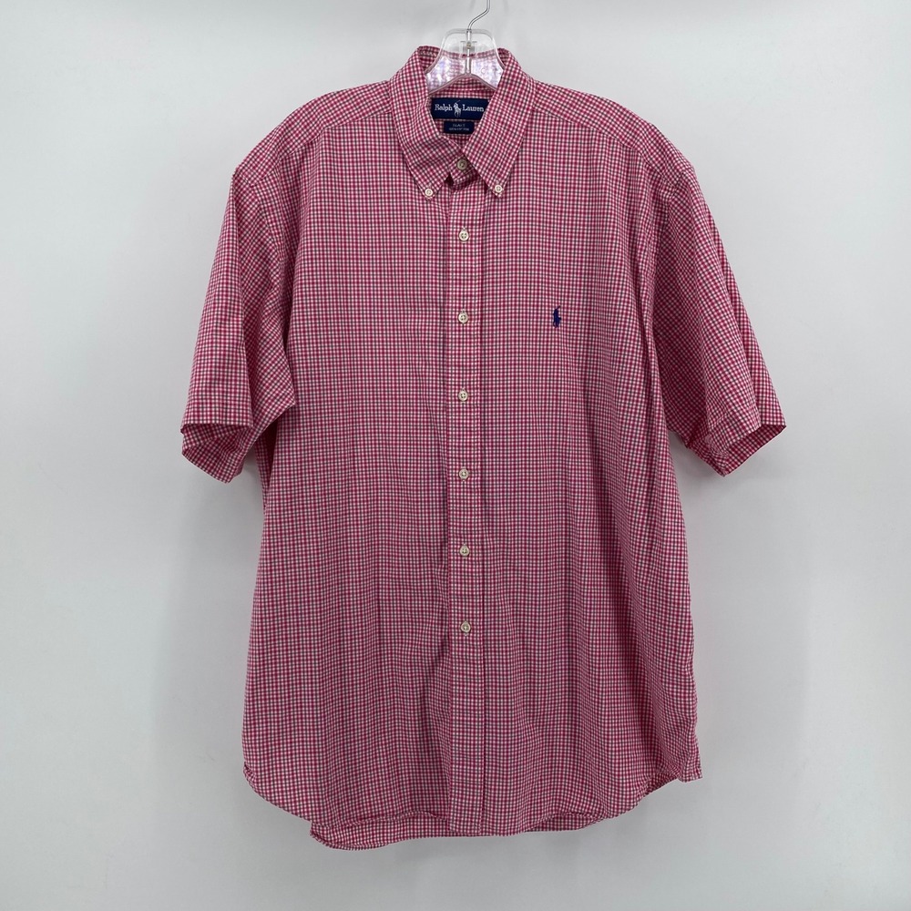 Polo Ralph Lauren Blake Mens Large Red Gingham Check Short Sleeve Button Shirt